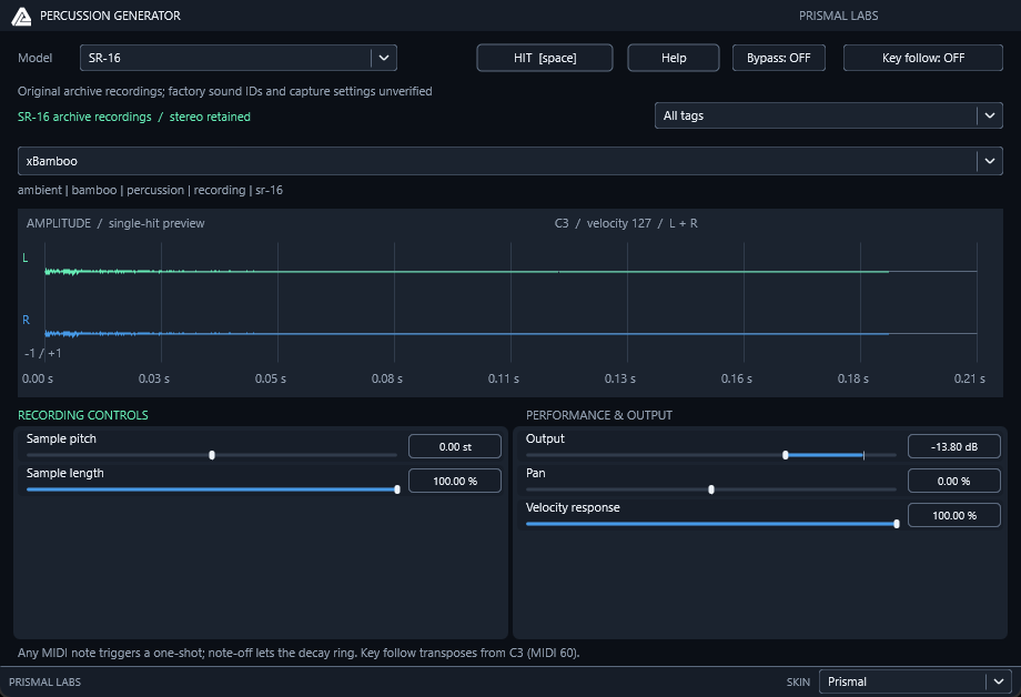 PercussionGenerator native editor