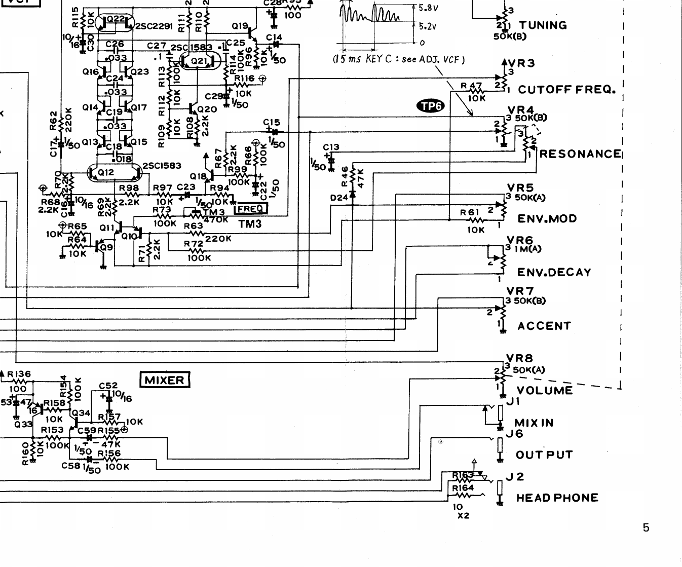 TB-303 filter circuit excerpt