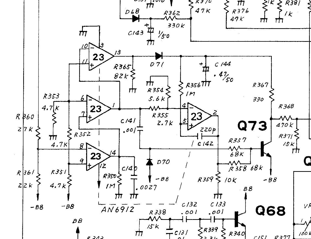 TR-808 clap comparator circuit excerpt